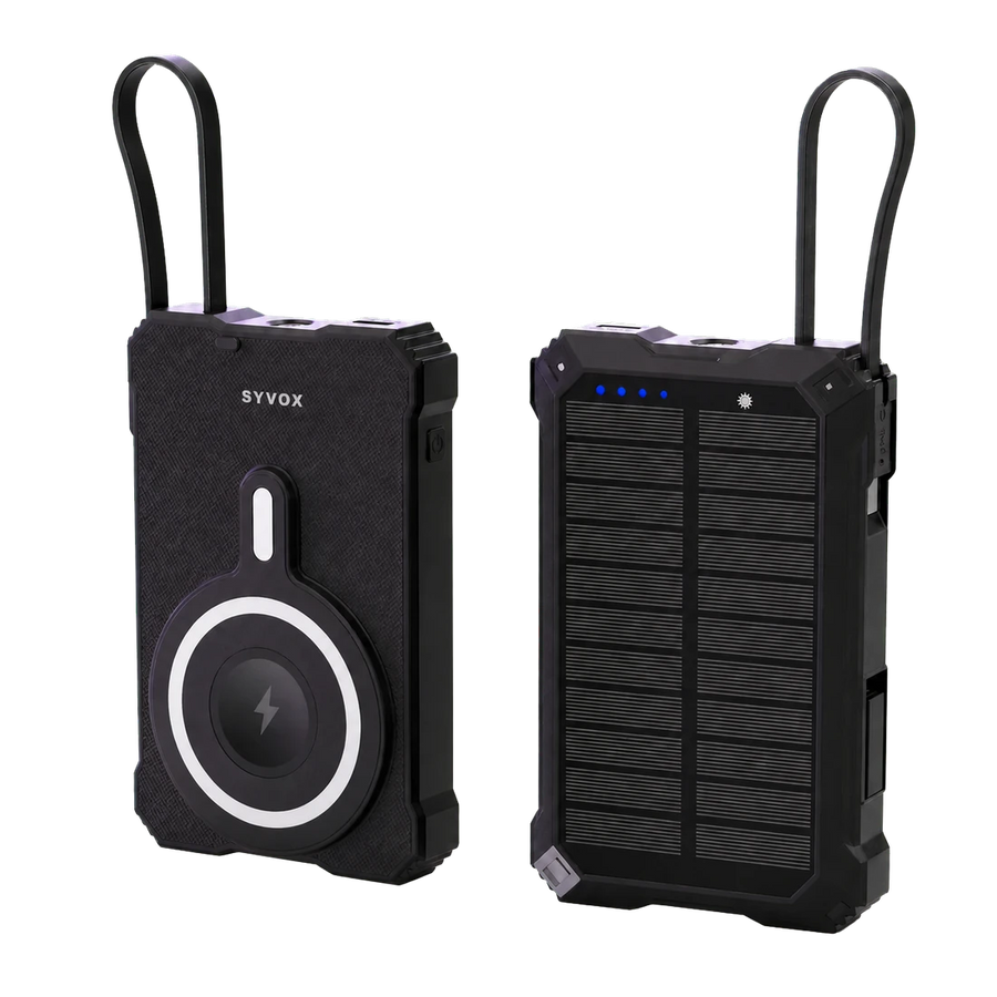 SYVOX Solar 10K powerbank — mag mee in handbagage