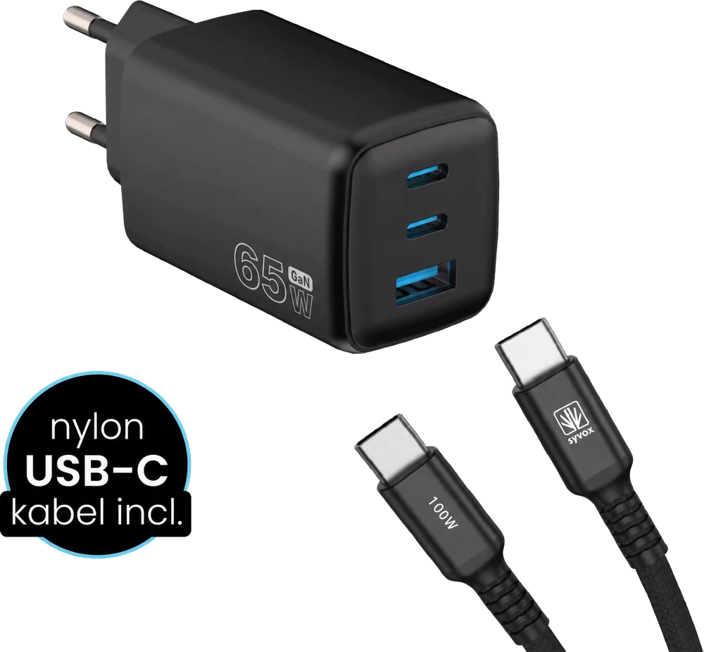 SYVOX Power 65W charger with USB-C cable