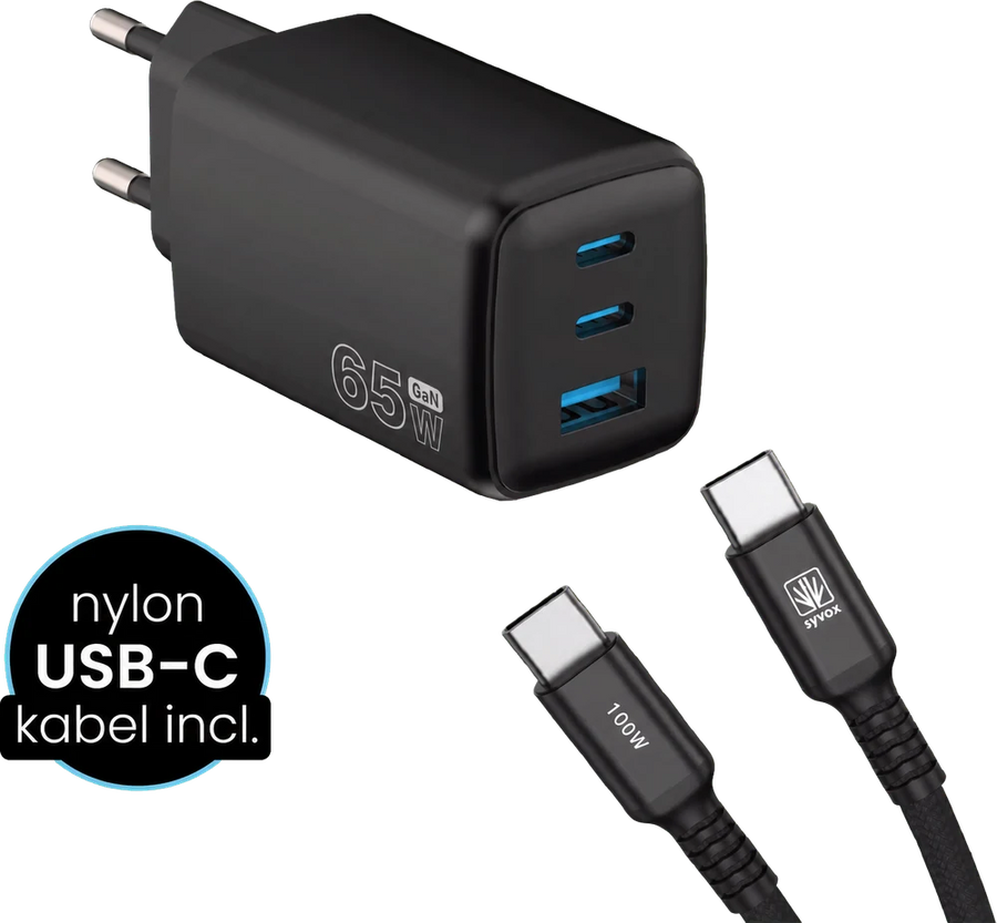 SYVOX Power 65W charger with USB-C cable