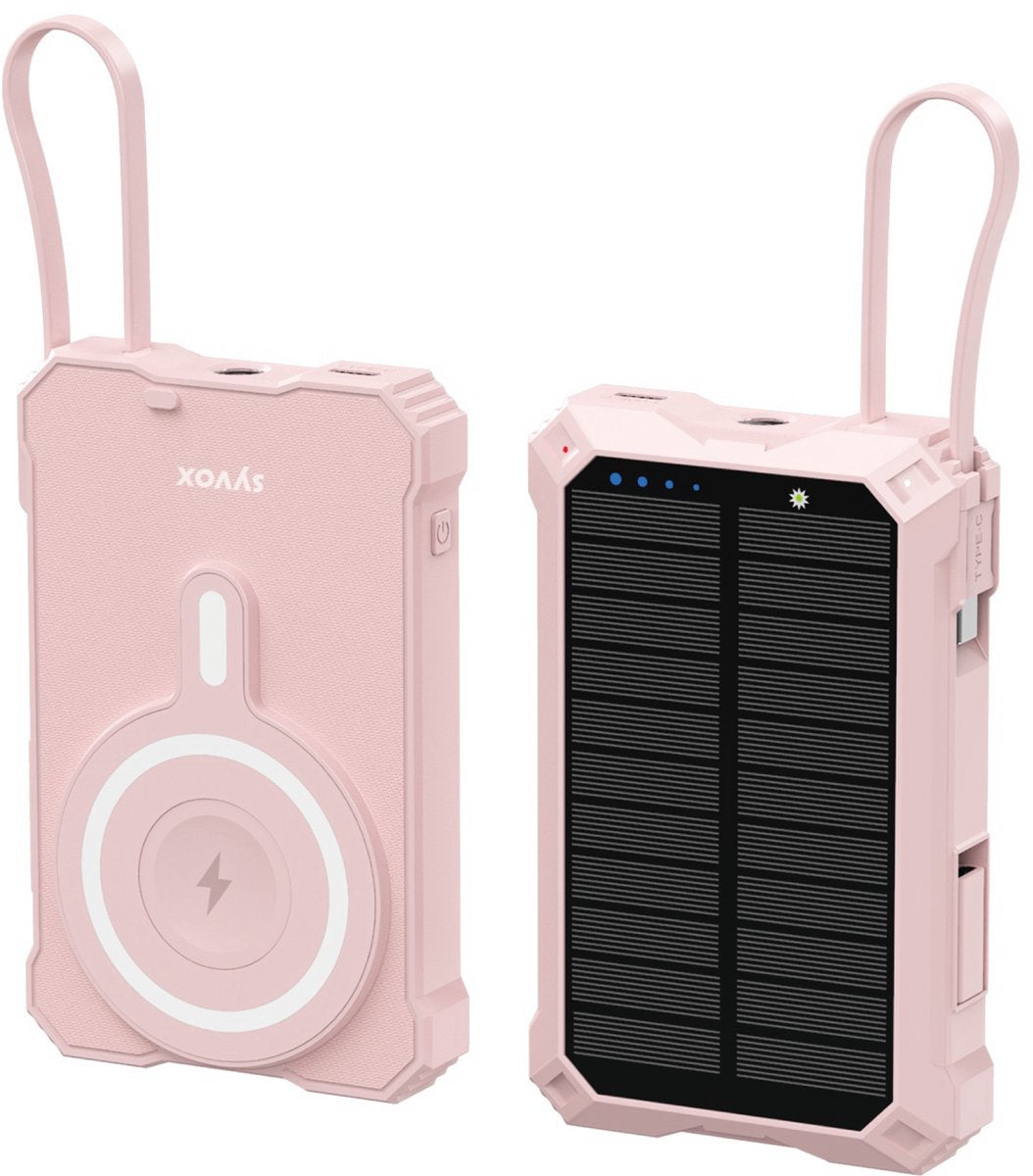 SYVOX Solar 10K Magnetic Powerbank — Pink
